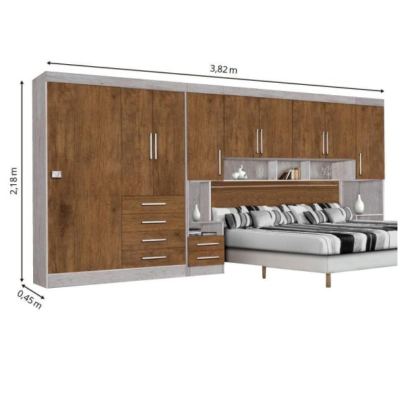 Encontraproduto.com.br - Guarda-roupas Modulado Georgia Casal Ja Avelã / Jequitibá Avelã / Jequitibá