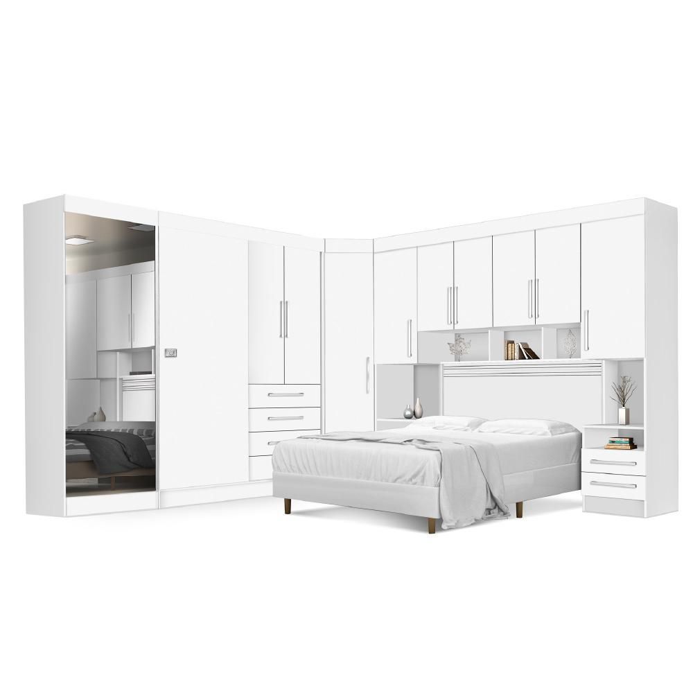 Encontraproduto.com.br - Dormitório Completo Georgia J&a Branco Para Cama Box 1,38m Casal Branco/rosa