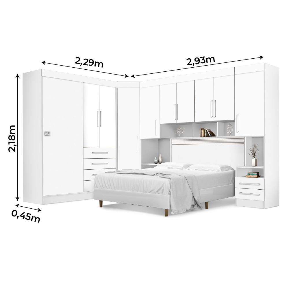 Encontraproduto.com.br - Dormitório Completo Georgia J&a Branco Para Cama Box 1,38m Casal Branco/rosa