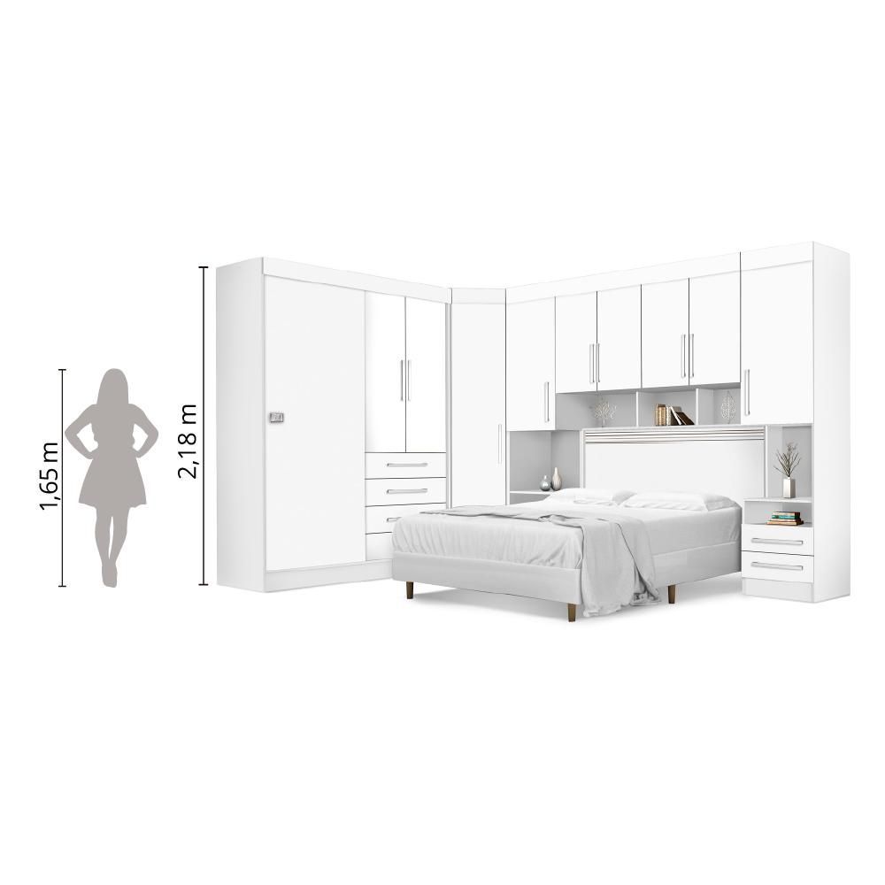 Encontraproduto.com.br - Dormitório Completo Georgia J&a Branco Para Cama Box 1,38m Casal Branco/rosa