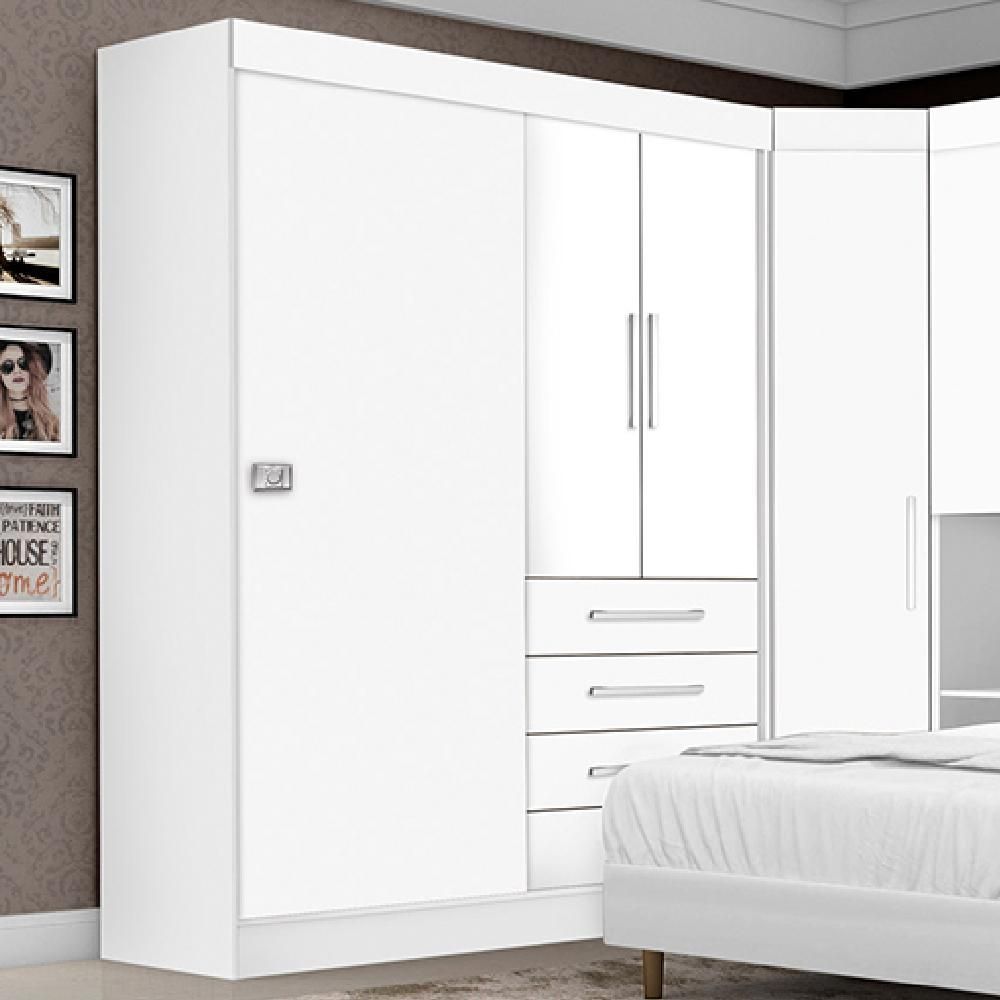 Encontraproduto.com.br - Dormitório Completo Georgia J&a Branco Para Cama Box 1,38m Casal Branco/rosa