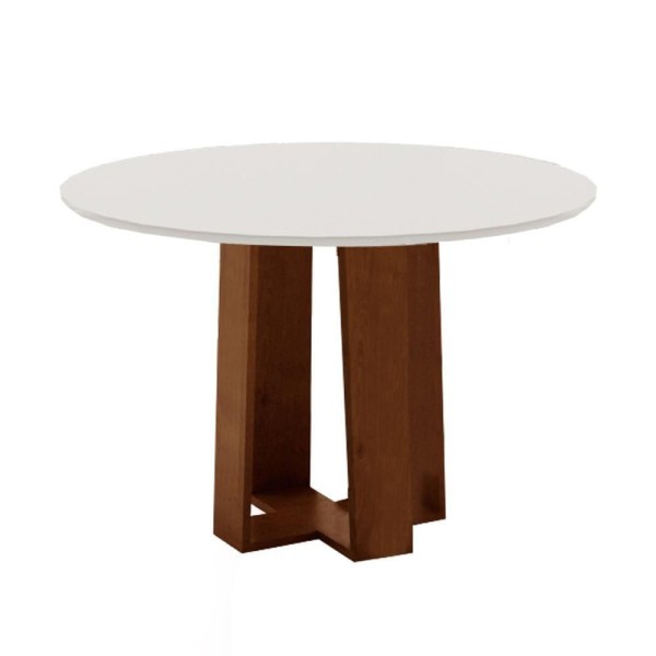 Encontraproduto.com.br - Conjunto De Mesa Sala De Jantar 4 Cadeiras Redonda 1,03m Athenas Cedro/areia Cedro / Off White