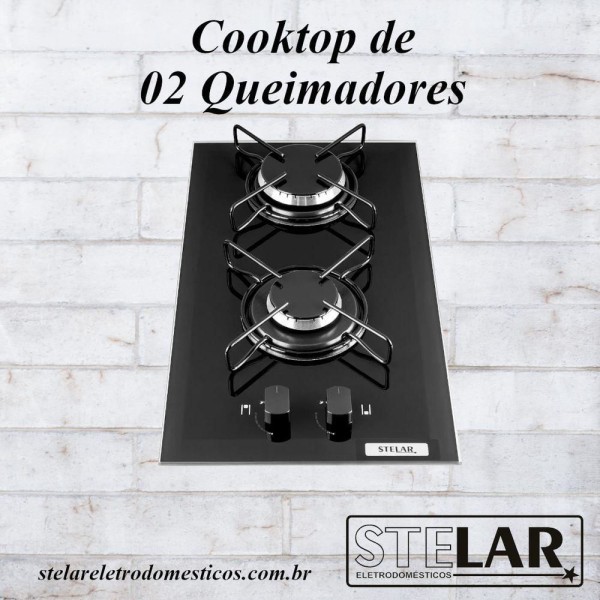 Encontraproduto.com.br - Cooktop A Gás Stelar 2q Soft Preto Bivolt