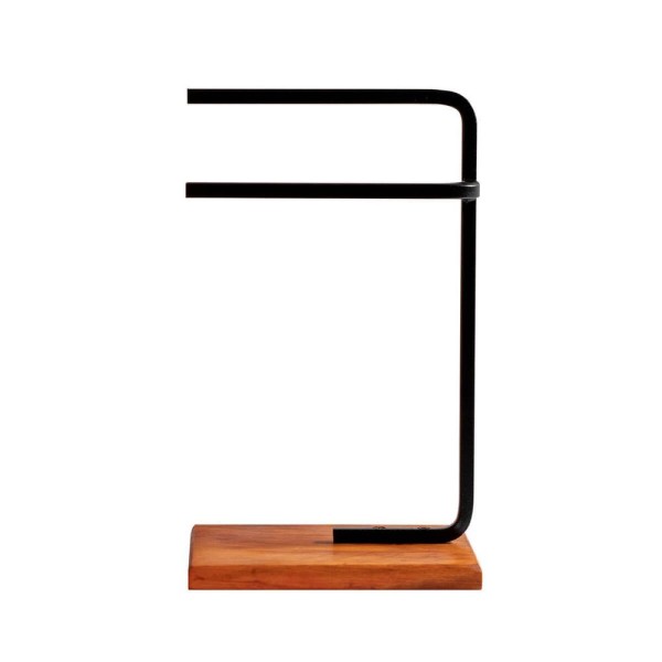 Encontraproduto.com.br - Suporte Porta Toalha De Rosto Duplo Para Bancada De Banheiro Base De Madeira