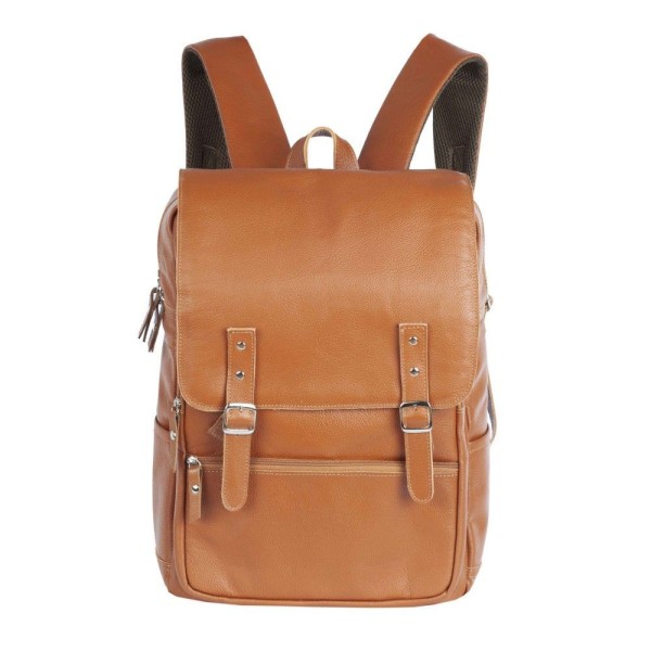 Encontraproduto.com.br - Mochila Moderna Executiva De Couro Legítimo Para Notebook Caramelo