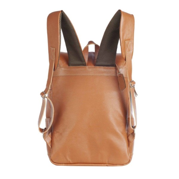 Encontraproduto.com.br - Mochila Moderna Executiva De Couro Legítimo Para Notebook Caramelo