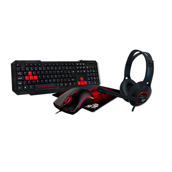 Encontraproduto.com.br - Kit Gamer ELG 4 em 1 Dragon War Preto e Vermelho CGDW41R