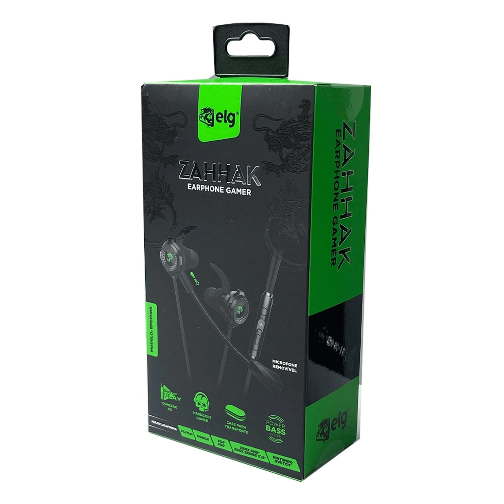 Encontraproduto.com.br - Earphone Gamer ELG Zahhak com Microfone - EPZHBK - Preto