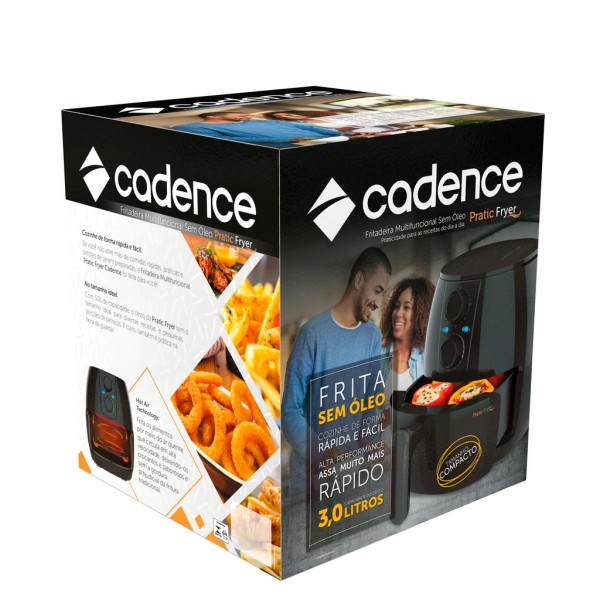 Encontraproduto.com.br - Fritadeira Elétrica Air Fryer 3L Cadence FRT515 Preta 220V