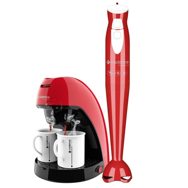 Encontraproduto.com.br - Kit Cadence Colors Vermelho Cafeteira e Mixer 127V