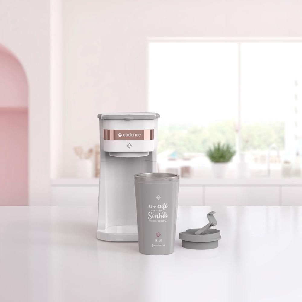 Encontraproduto.com.br - Cafeteira Elétrica Cadence Dream Rosé Gold Com Copo Térmico - 220v