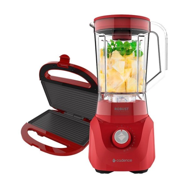 Encontraproduto.com.br - Kit Cadence Colors Vermelho - Liquidificador E Sanduicheira - 220V