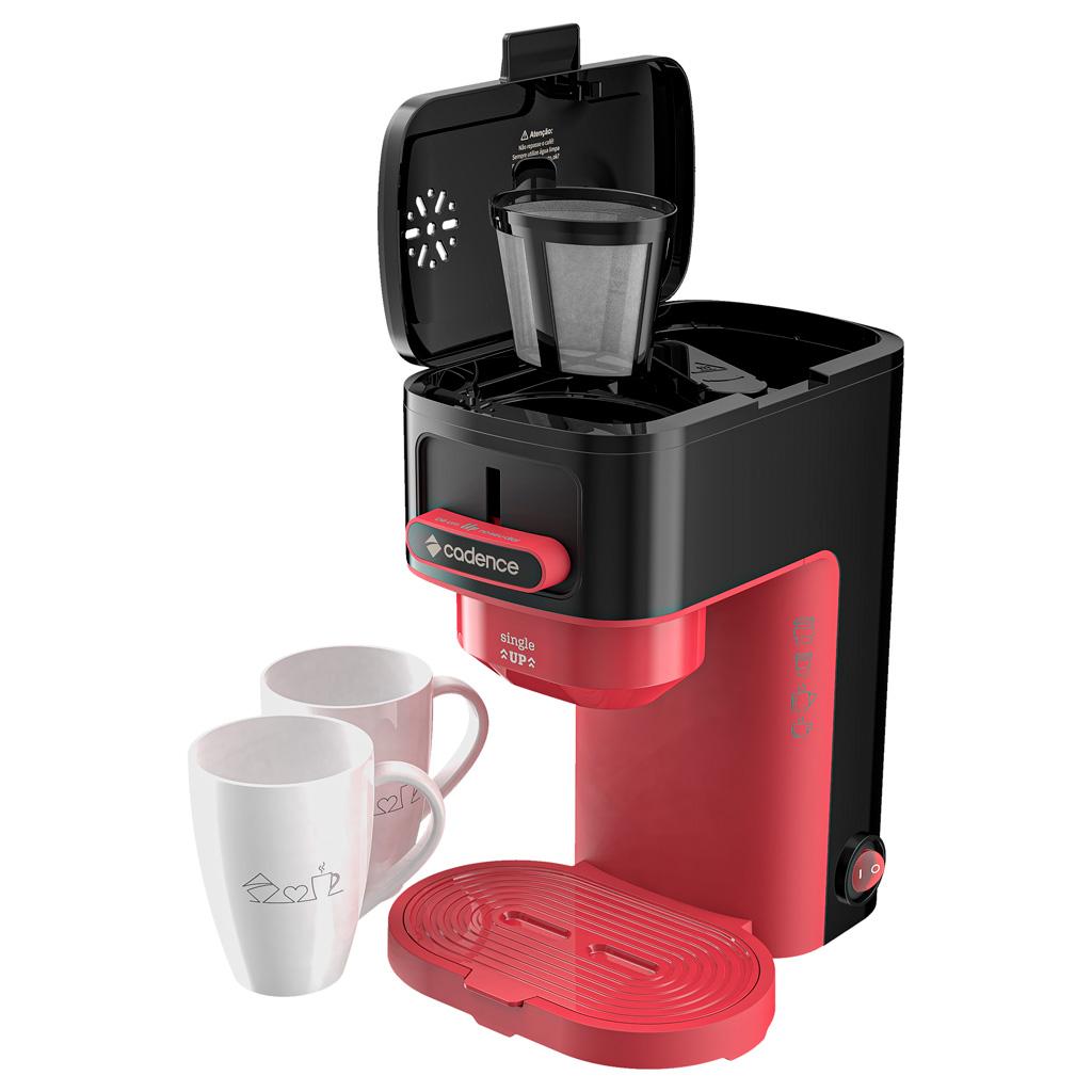 Encontraproduto.com.br - Cafeteira com 2 Xícaras Single CAF230 Cadence Vermelha 127V