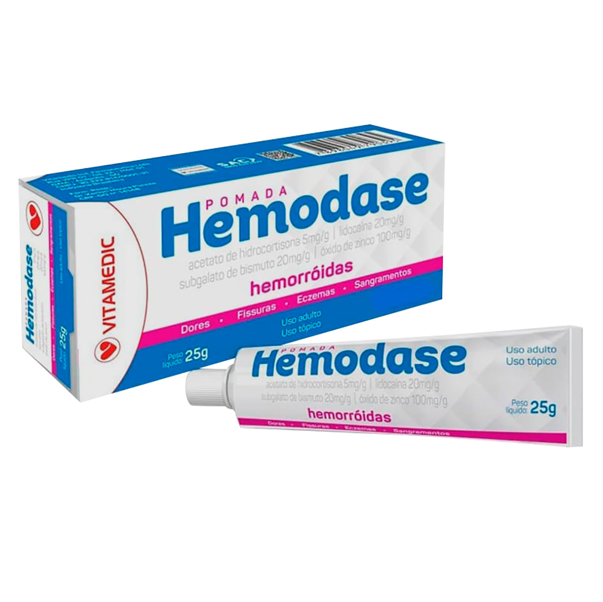 Pomada para hemorroida Vitamedic Hemodase 25g 1 aplicador descartável