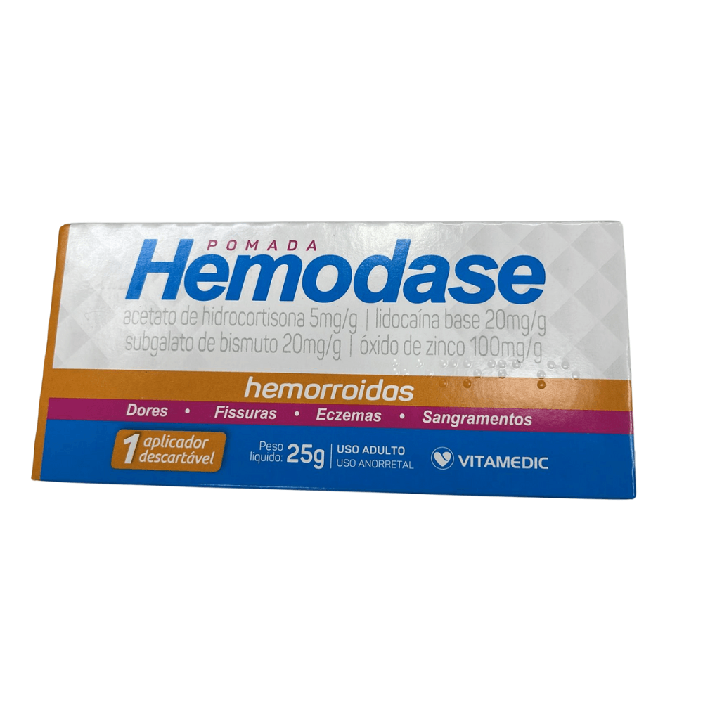 Encontraproduto.com.br - Pomada para hemorroida Vitamedic Hemodase 25g 1 aplicador descartável