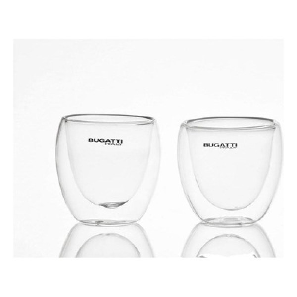 Conjunto 2 Copos de Café de Vidro Parede Dupla 80ml Bugatti