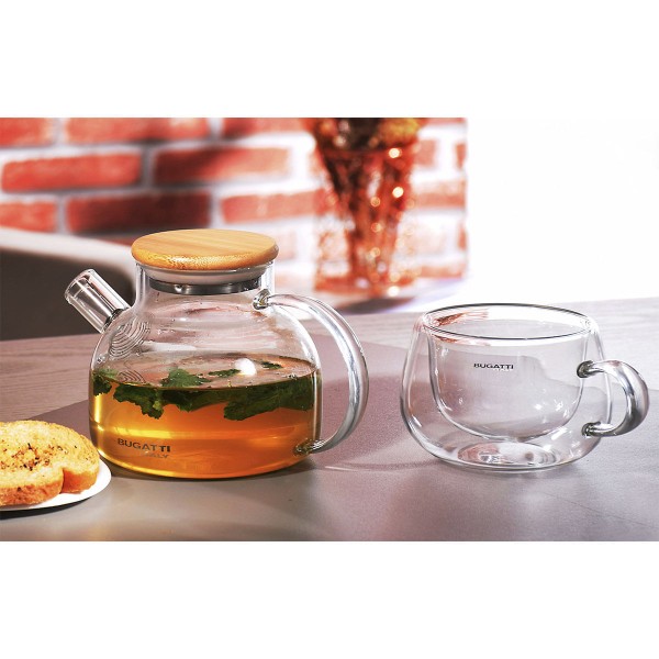 Encontraproduto.com.br - Bule de Vidro com Coador em Aço Inox 500ml–Bugatti