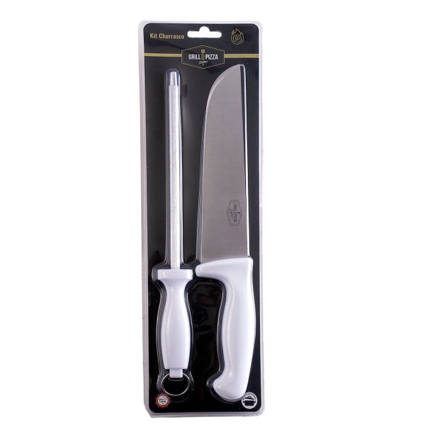 Encontraproduto.com.br - Kit Churrasco Faca Chaira 2 Pçs Grill & Pizza Multiuso Prana