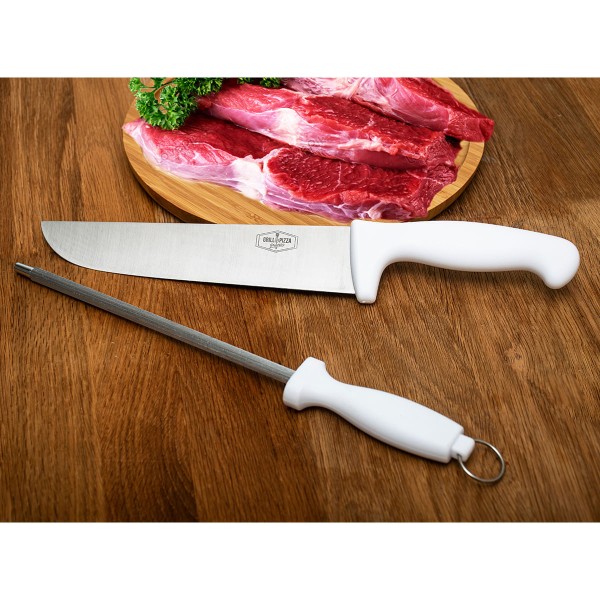 Encontraproduto.com.br - Kit Churrasco Faca Chaira 2 Pçs Grill & Pizza Multiuso Prana