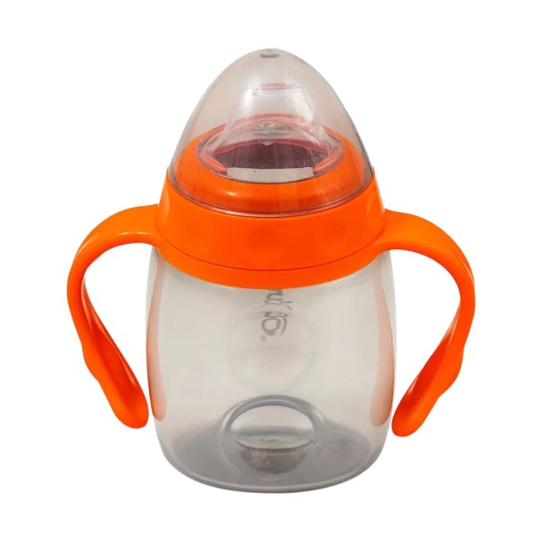 Encontraproduto.com.br - Copo De Transição Alimentação Infantil Bebê Com Alças Bico Silicone Livre BPA Colors Laranja Clingo