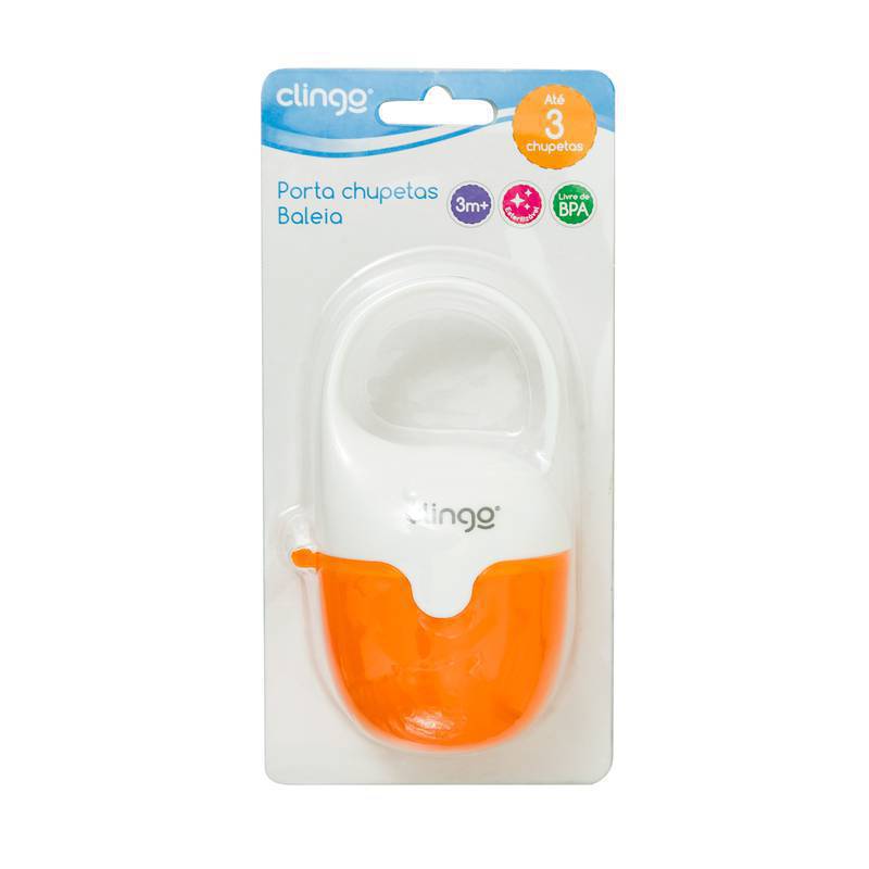 Encontraproduto.com.br - Porta Chupetas - Clingo - Colors - Baleia - Laranja