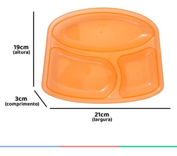 Encontraproduto.com.br - Kit 3 Pratos Infantis - Colors - Com Divisorias  Porcoes BRASBABY