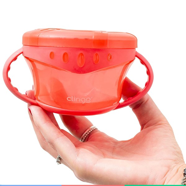 Encontraproduto.com.br - Lancheira Infantil Porta Snacks Com Alça e Tampa Interna 300 ml Para Bebê +6 Meses Smart Rosa Clingo