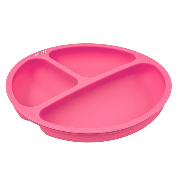 Encontraproduto.com.br - Prato Silicone com Divisória - Clingo - Colors - Rosa