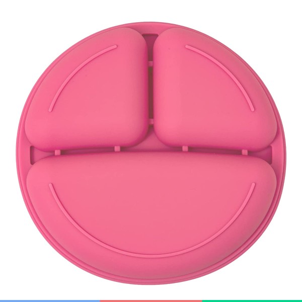 Encontraproduto.com.br - Prato Silicone com Divisória - Clingo - Colors - Rosa