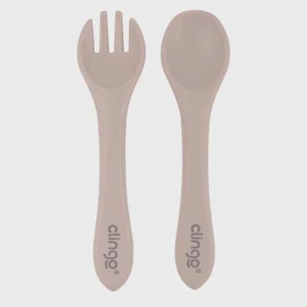 Kit Garfo E Colher Silicone Azul - Clingo