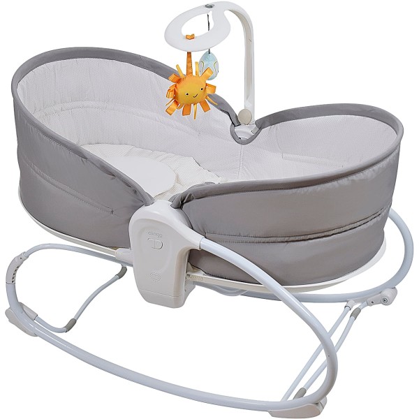 Encontraproduto.com.br - Cadeira Moisés Aconchego com Vibração e Sons Cinza (0-18kg) - Clingo