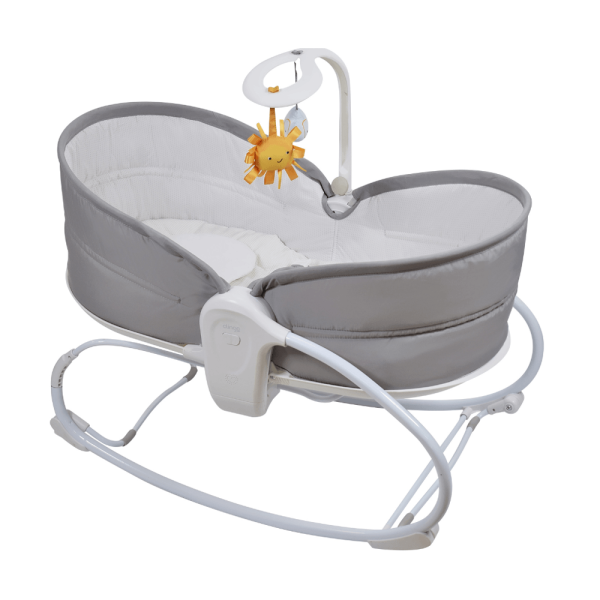 Encontraproduto.com.br - Cadeira Moisés Aconchego com Vibração e Sons Cinza (0-18kg) - Clingo