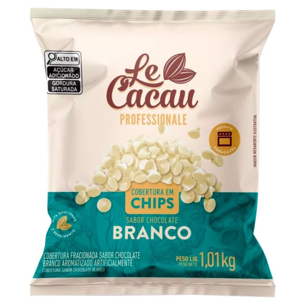 Encontraproduto.com.br - Chips Chocolate Forneáveis Branco Cobertura 1,01kg - Le Cacau