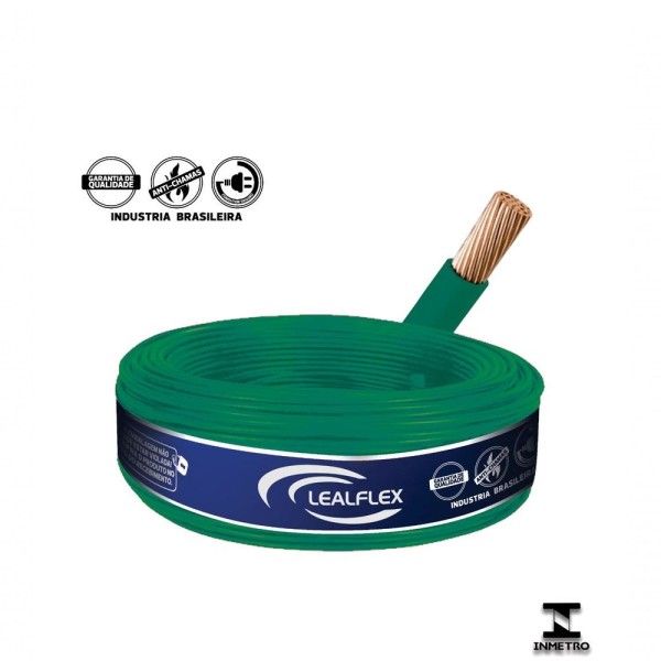 Encontraproduto.com.br - Fio Elétrico 750V Cobre Cabo Flexível 10,0Mm 25 M. Lealflex - Verde
