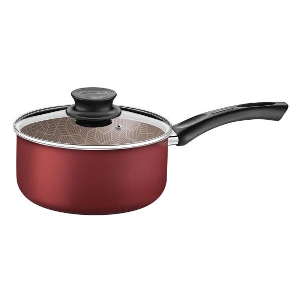 Encontraproduto.com.br - Kit Com 2 Panela Tramontina Paris Antiaderente Com Tampa de Vidro 16 cm 18 cm Vermelho