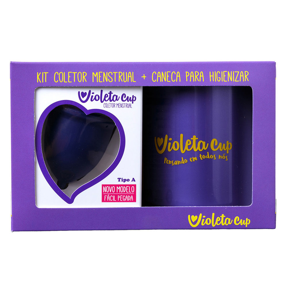 Encontraproduto.com.br - Violeta Cup Coletor Menstrual Kit Sport Tipo A + Caneca