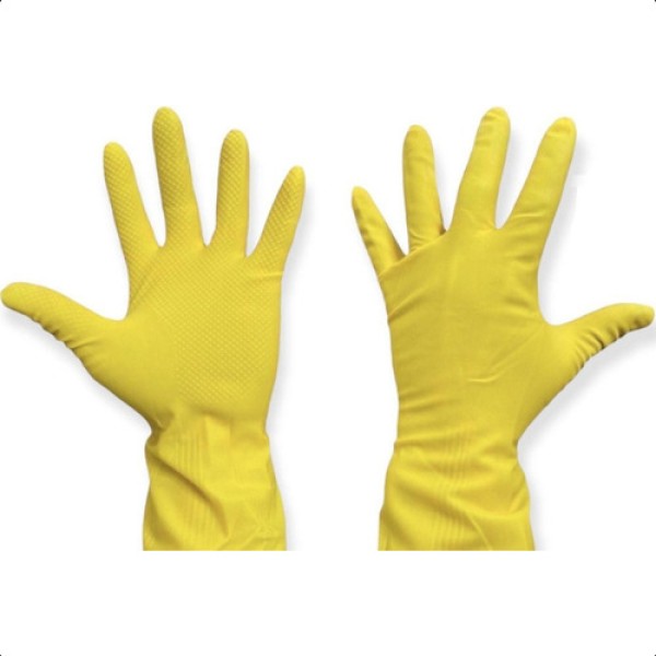 Encontraproduto.com.br - Luva Látex Multiuso Amarela Impermeável Reutilizável Full