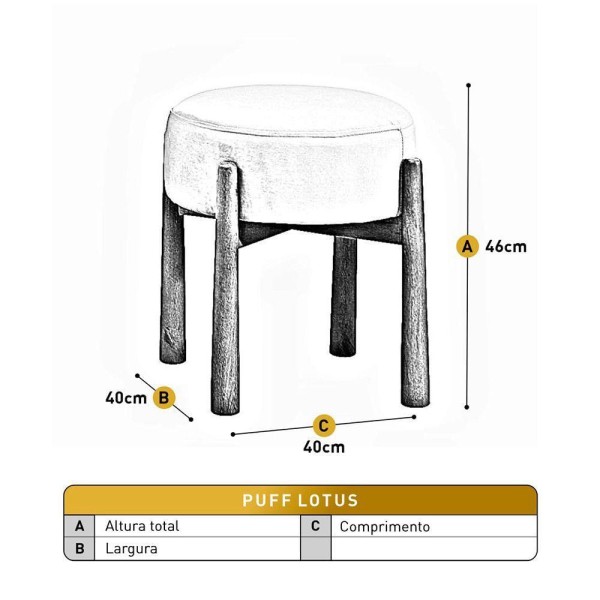 Encontraproduto.com.br - Puff Banqueta Lotus Luxo Madeira Maciça Castellar Móbile Cappuccino