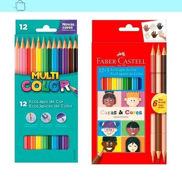 Encontraproduto.com.br - Kit Tons De Pele 12+3 Cores E Lápis 12 Cores Faber-castell