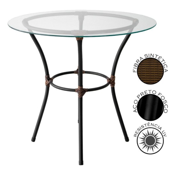 Encontraproduto.com.br - Mesa Para área Externa Redonda Happy Hour De Aço E Fibra Sintética E Vidro 80 Cm Acesse
