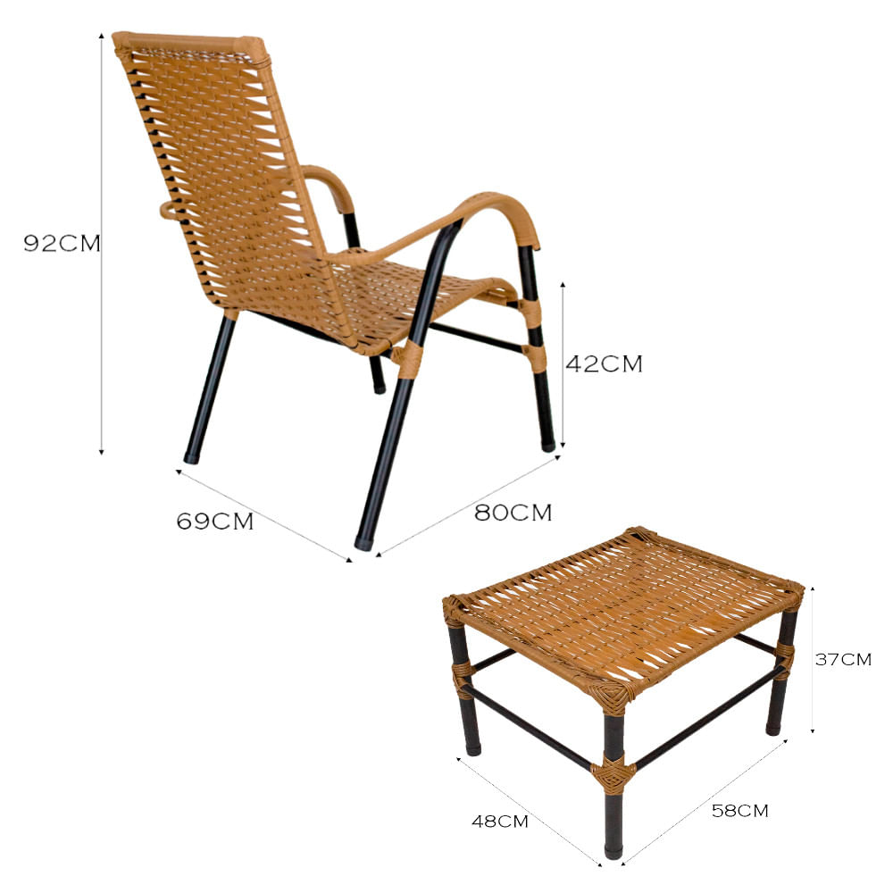 Encontraproduto.com.br - Conjunto de Mesa de Centro e 2 Cadeiras Bela para Área Externa