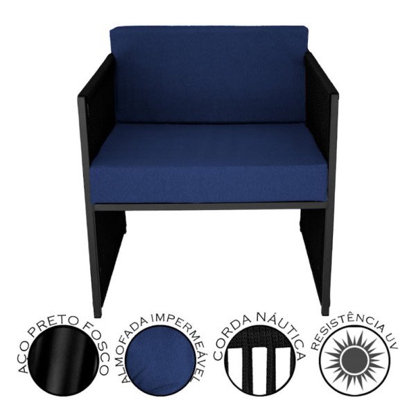 Encontraproduto.com.br - Conjunto de 2 Poltronas e Mesa de Centro Quadrada com Tampo de Vidro Santigo
