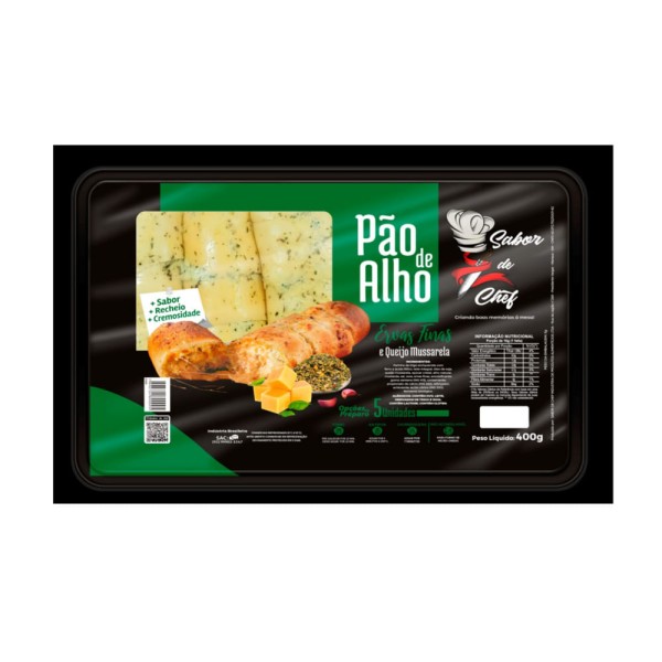 Encontraproduto.com.br - Pão de Alho SABOR DE CHEF Ervas Finas e Queijo Mussarela Embalagem 400g