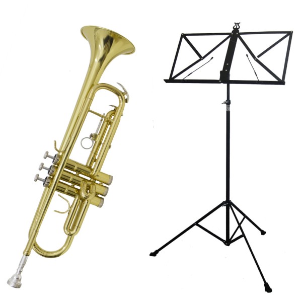 Encontraproduto.com.br - Kit Trompete TP 200 Laqueado New York + Estante de Partitura S2