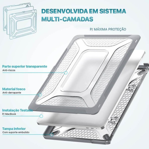 Encontraproduto.com.br - Capa Protetora Anti Impacto Macbook Pro 13.3 Pol A1989 cinza