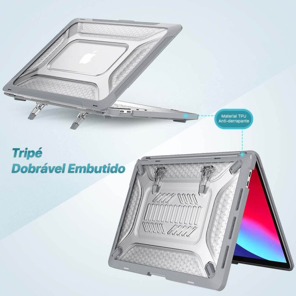 Encontraproduto.com.br - Capa Protetora Anti Impacto Macbook Pro 13.3 Pol A1989 cinza