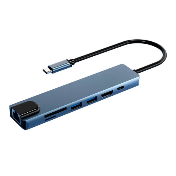 Encontraproduto.com.br - Adaptador Hub 7 Em 1 Tipo C 4k Hdmi Lan Usb Pd Sd Tf