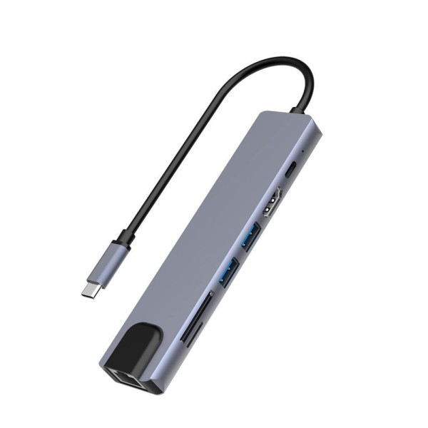 Encontraproduto.com.br - Adaptador Hub 7 Em 1 Tipo C 4k Hdmi Lan Usb Pd Sd Tf