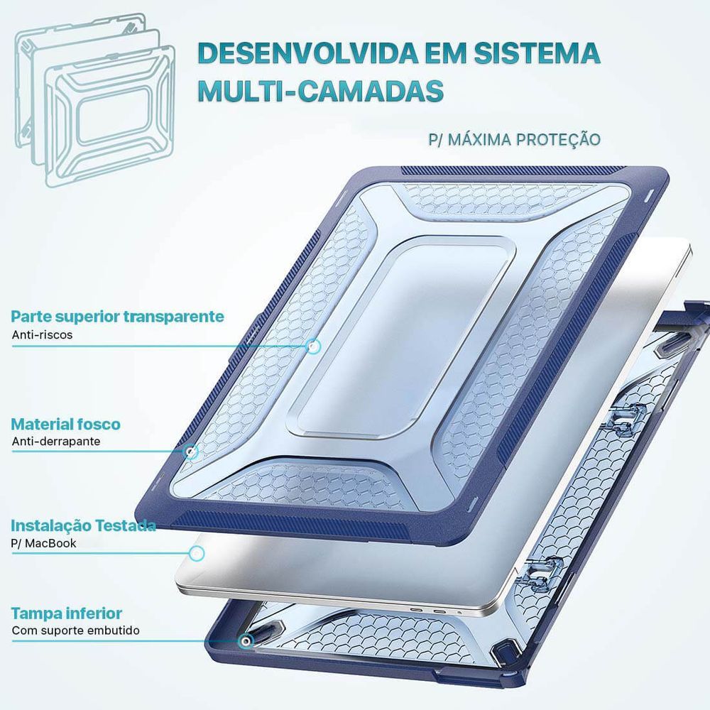 Encontraproduto.com.br - Capa Protetora Anti Impacto Macbook Pro 14.2 Pol A2918 A2992 Cor:azul