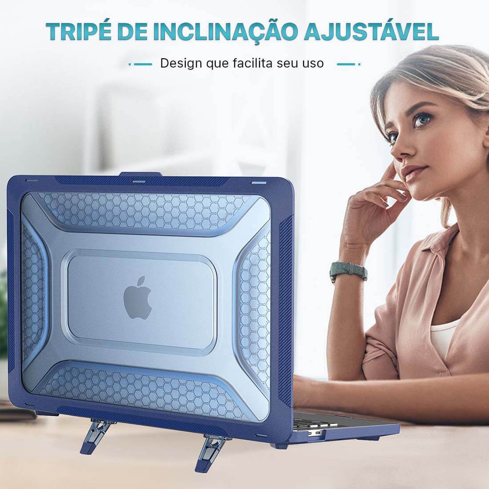 Encontraproduto.com.br - Capa Protetora Anti Impacto Macbook Pro 14.2 Pol A2918 A2992 Cor:azul